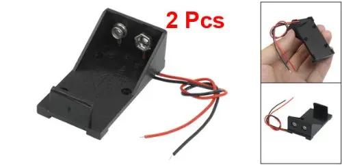 

2 Pcs Black Plastic 9V Batteries Battery Case Holder w Wire Leads