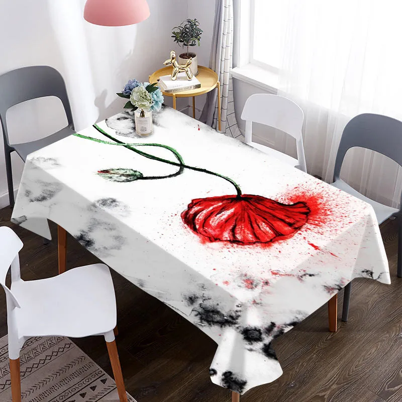

Flowers Painting Table Cover Waterproof And Oil Proof For Decorative Dining Tablecloth For Picnic Blanket Table Cloth