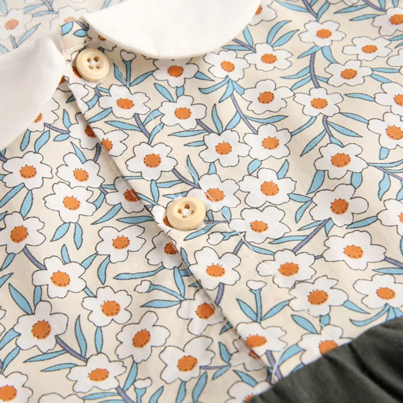 Винтажный цветочный комбинезон для маленьких девочек одежда новорожденных боди