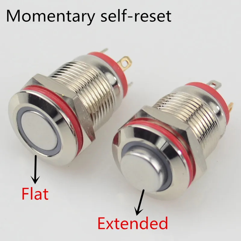 1 шт. 12 мм самоблокирующийся металлический кнопочный выключатель 3V 5V 9V 12V 24V 220V