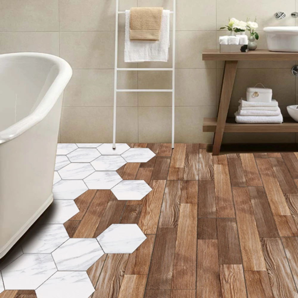 

7PCS Wood Grain PVC Floor Stickers Waterproof And Wear-resistant Floor Stickers Bedroom Decoration Room Decor Living Room Modern