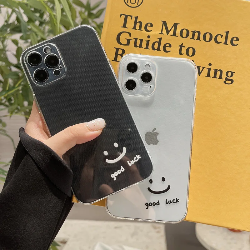 

Cute Simple Cartoon Smile Korean Phone Case For iPhone 12 11 Pro Max Xr X Xs Max 7 8 Puls SE 2020 Cases Soft Silicone Cover