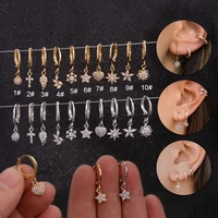gold small ear helix cartilage ring conch tragus labret hoop septum cross huggie earrings piercing set body jewelry h6