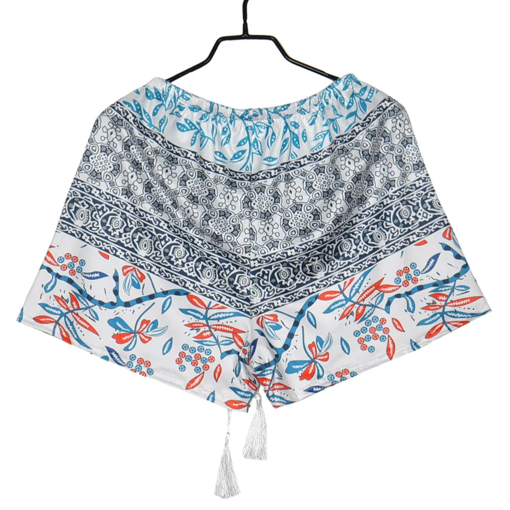 

High waisted Floral Print Belt Knot Home shorts indie folk Holiday Vocation Beach Loose shorts Women's Drop Shipping Calo