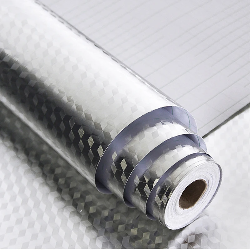 kitchen wall oil proof aluminum foil stickers self adhesive croppable wallpaper wall sticker kitchen supplies for cabinet sewer free global shipping