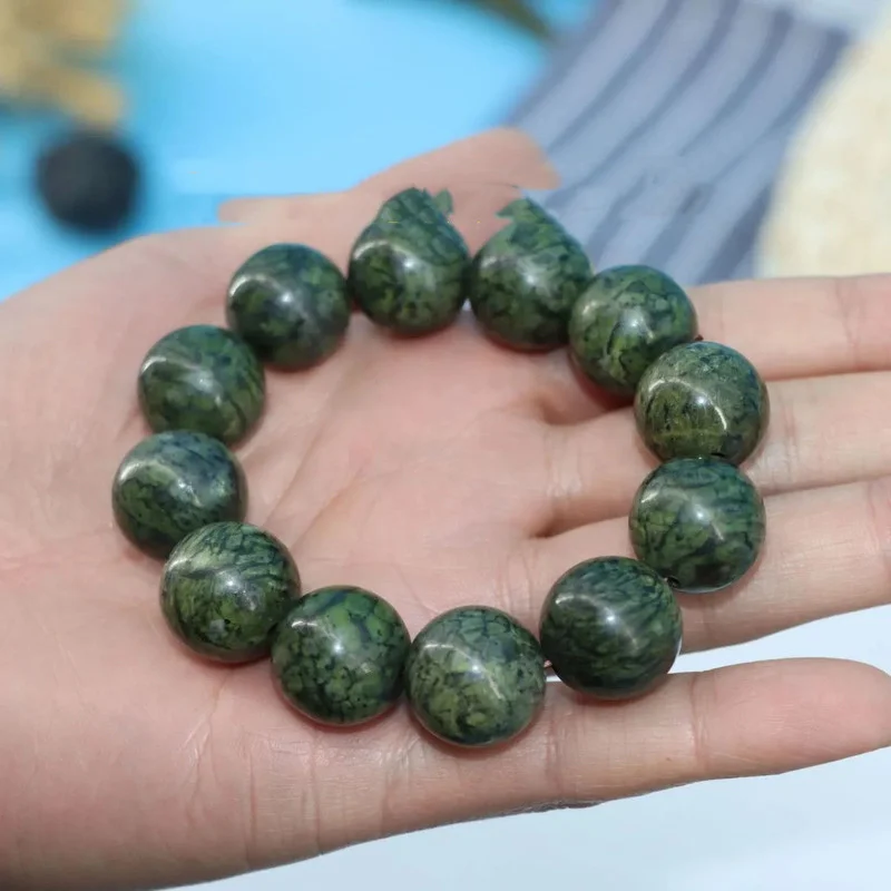 

Tibet NaturalTibetanJadeMedicineKing Stone SnakePattern Jade Hand StringMen's and Women's Health Care Versatile Bracelet Jewelry