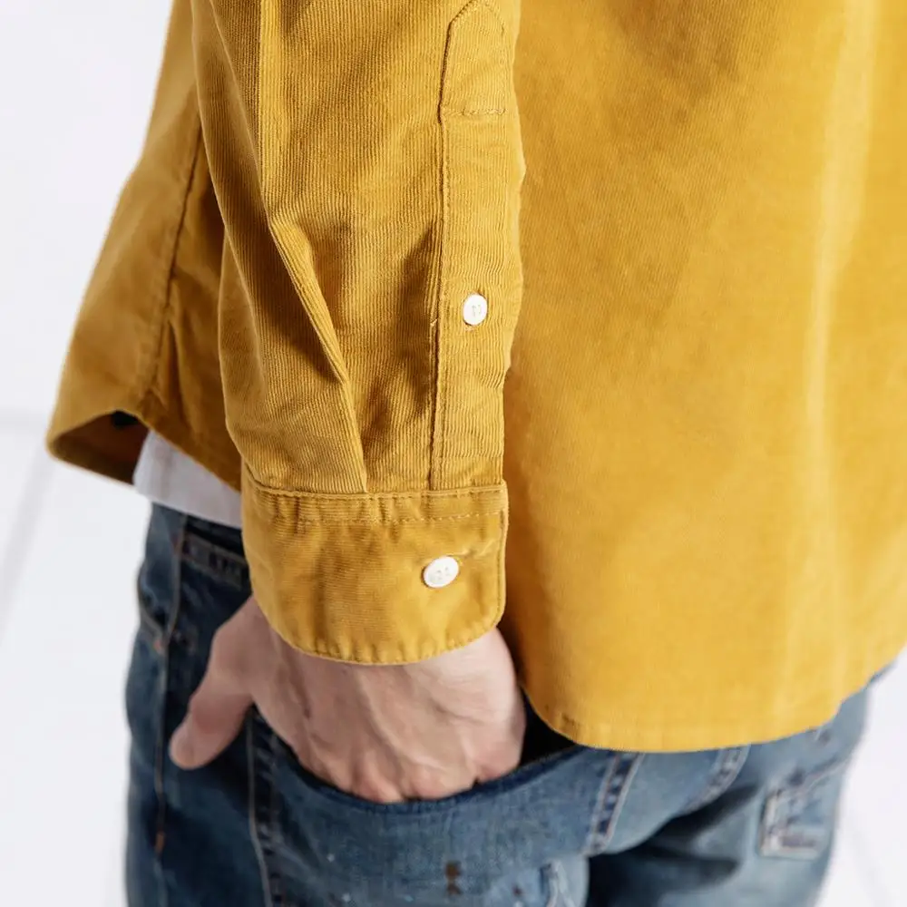 Мужская вельветовая рубашка SIMWOOD повседневная приталенная из хлопка с длинными