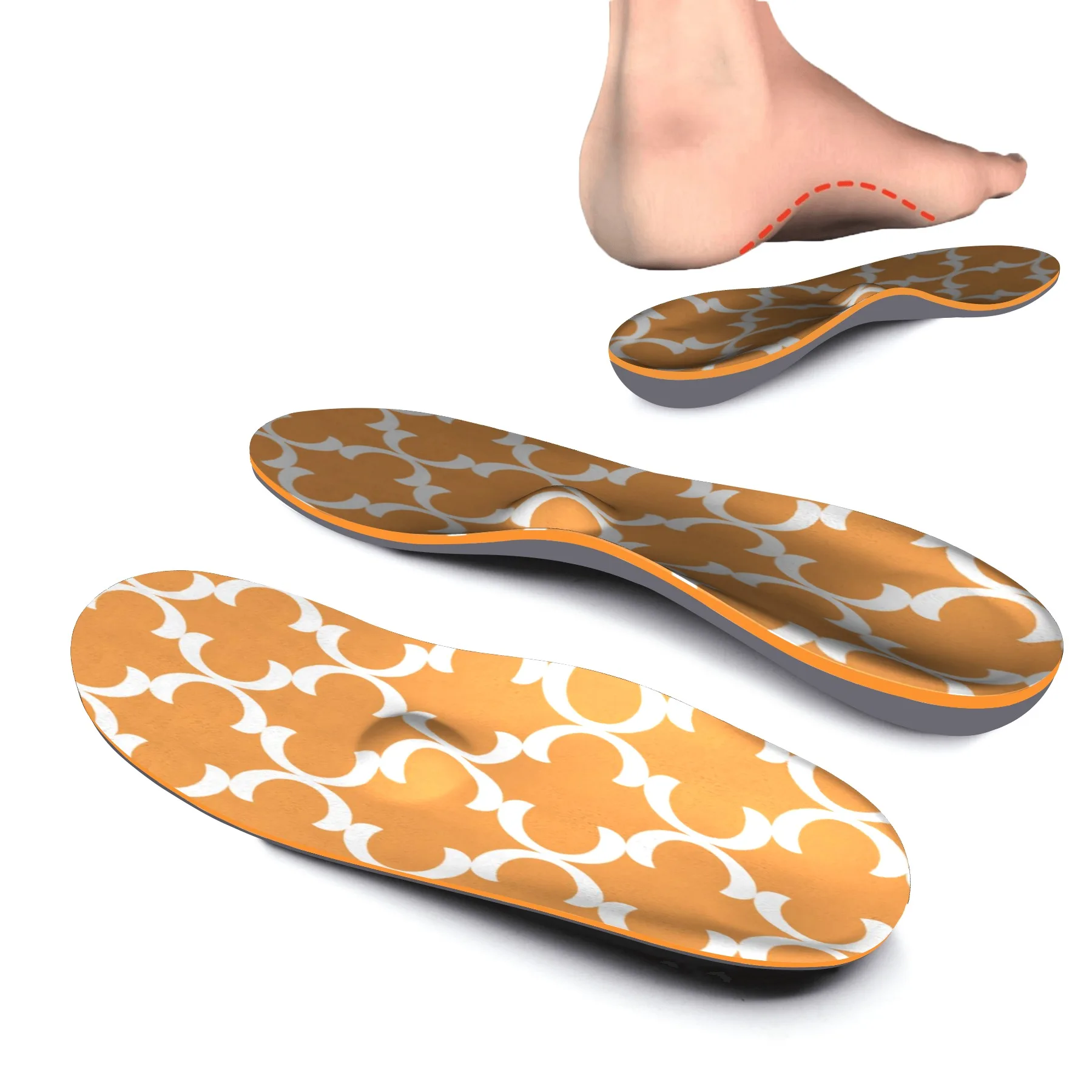 Orange Design Orthopedic Inserts with Arch Support-Best Insoles Relief Foot Pain for Plantar Fasciitis,Heel Spurst&Sore Foot