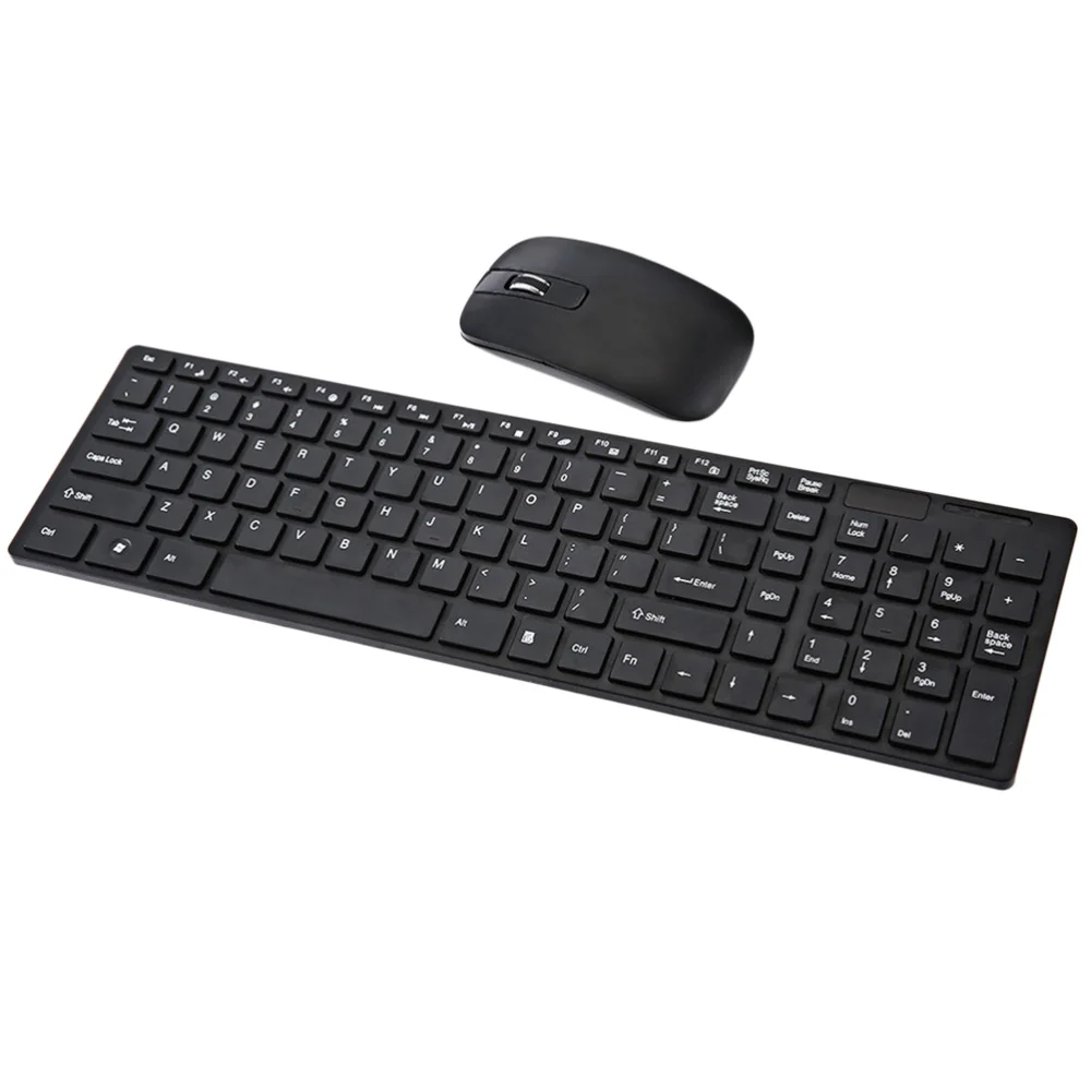 

2.4G Home Keyboard Wireless Keyboard Ultra-thin Office Keyboard with (Black, with Keyboard Cover, Without Battery)