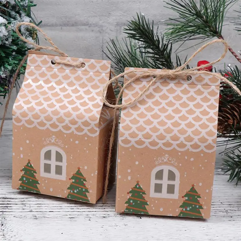 35 шт. рождественские коробки для конфет крафт-бумага подарочные пакеты на новый