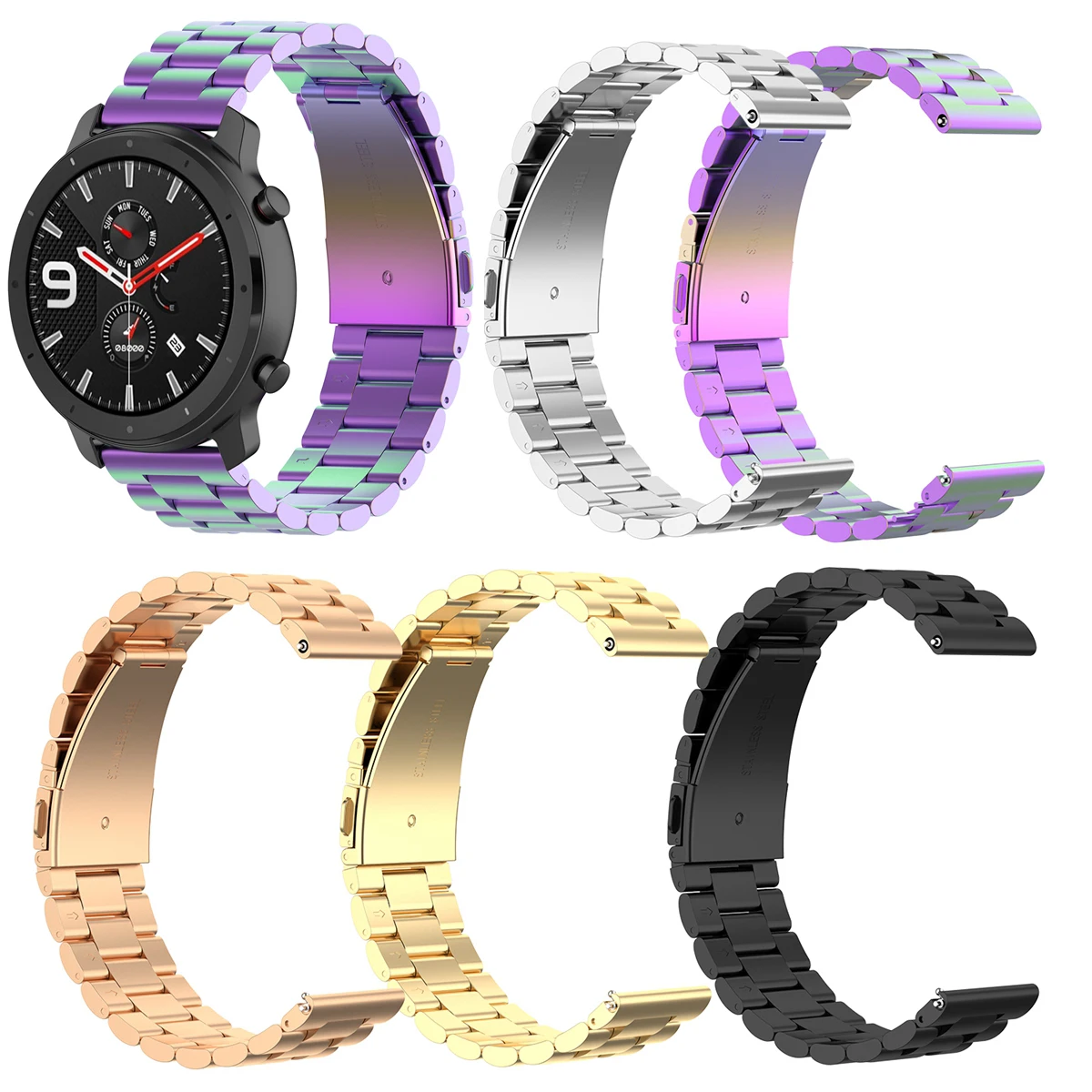 Для Amazfit GTR ремешок для часов 47 мм металлический три цвета из нержавеющей стали