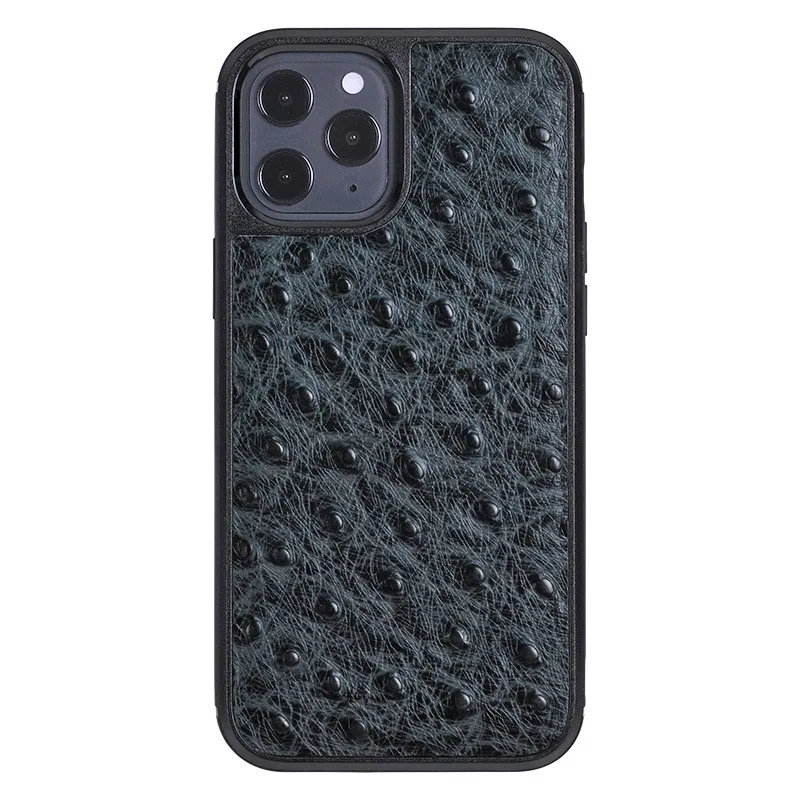 

Suitable for Iphone12 Mobile Phone Case Apple 12pro First Layer Cow Leather Case Ostrich Grain Leather Business