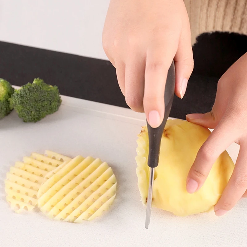 

Potato Wavy Cutter Stainless Steel Potato Slicer French Fry Cutter Knife Vegetable Cutter Shredder Cutting Tools Kitchen Gadgets
