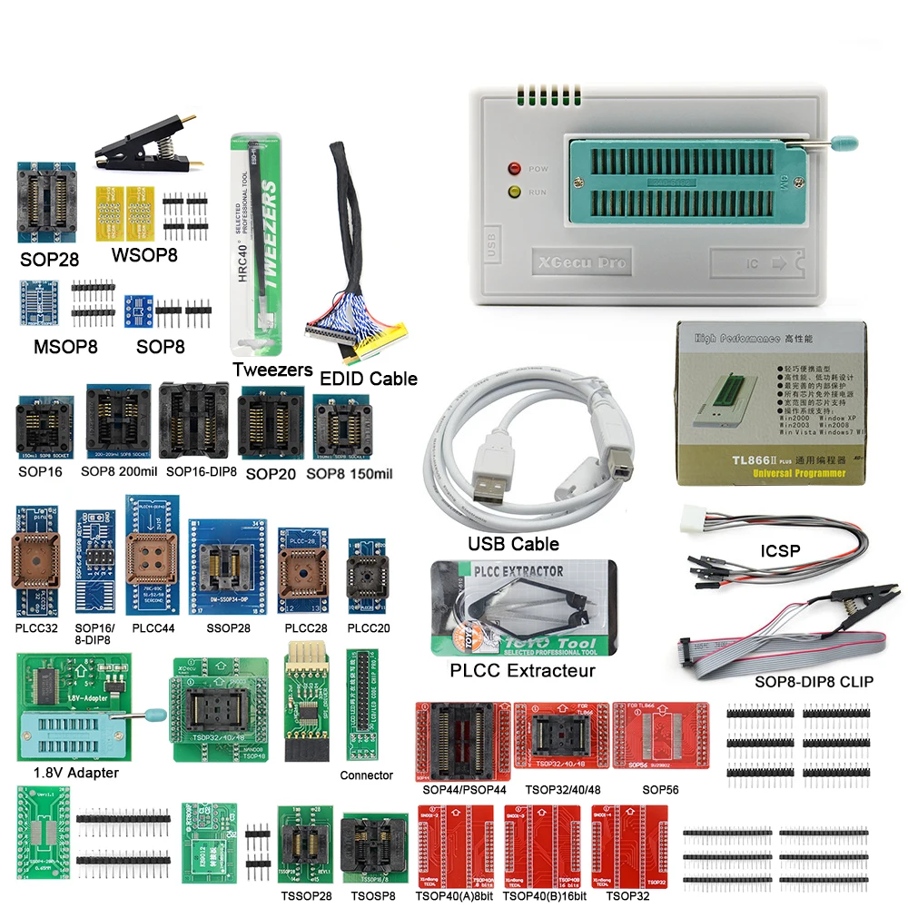Новое поступление оригинальный универсальный программатор Bios Minipro TL866II Plus + 37