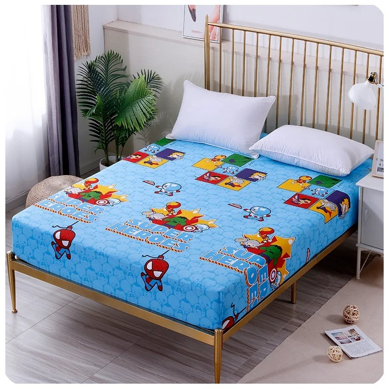 Disney Avengers Spiderman Fitted Sheet with an Elastic Band Bed Sheets Linen Bedspread Polyester Mattress Cover Single Twin Full