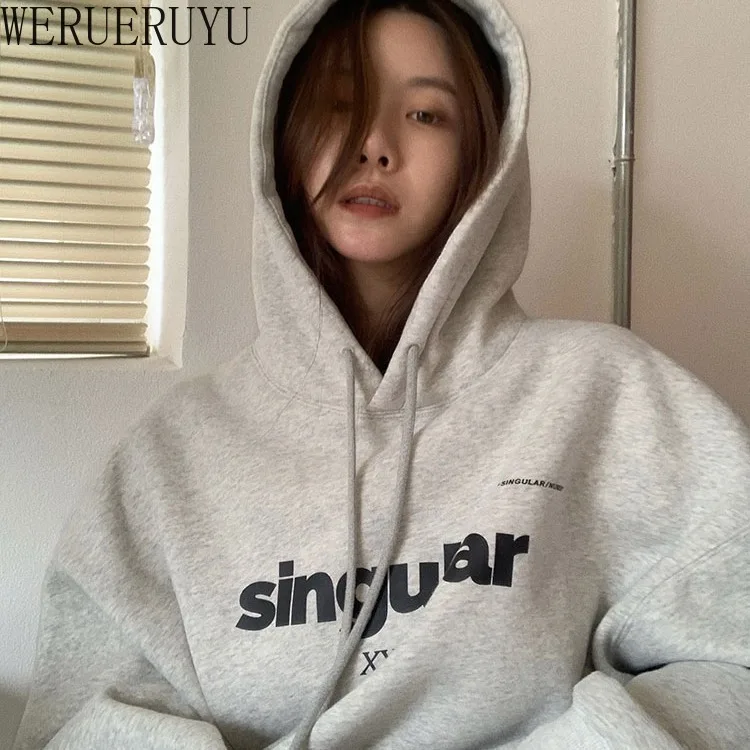 

Long Sleeve Loose Print Women Pullovers Hoodies 2021 Autumn Winter Korean Streetwear Clothes Women Casual Harajuku Sweetshirts