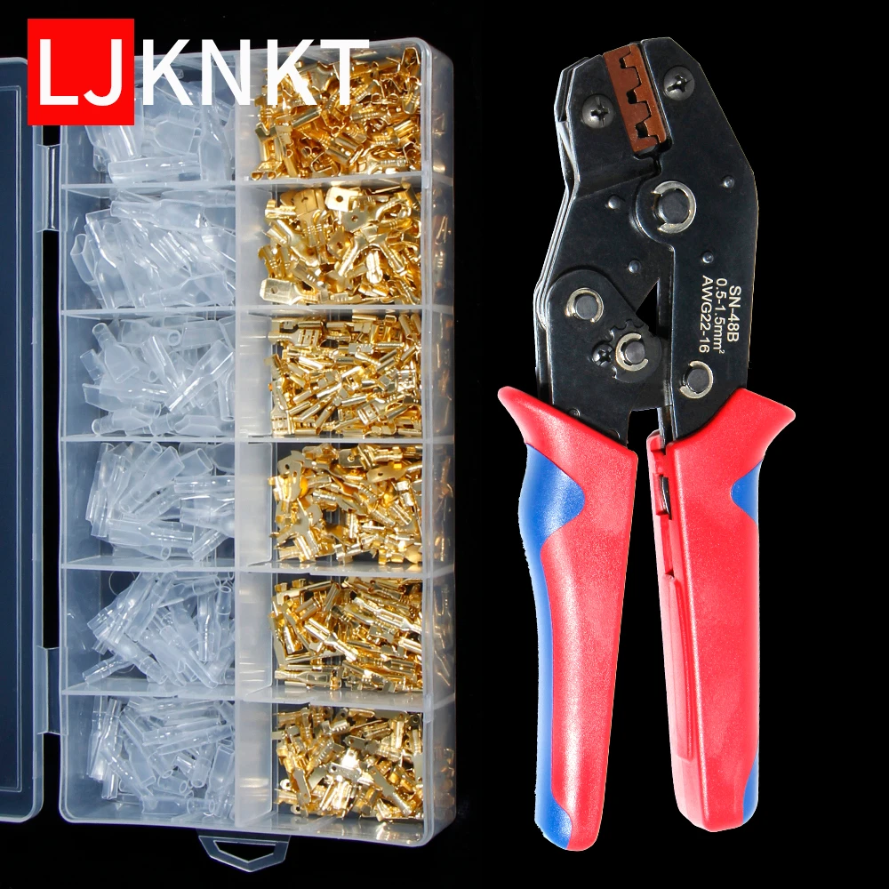 

NEW ER ERQI 2.8/4.8/6.3mm universal spring plug wire crimped crimping hand tool connection Terminals Electrical Insulated