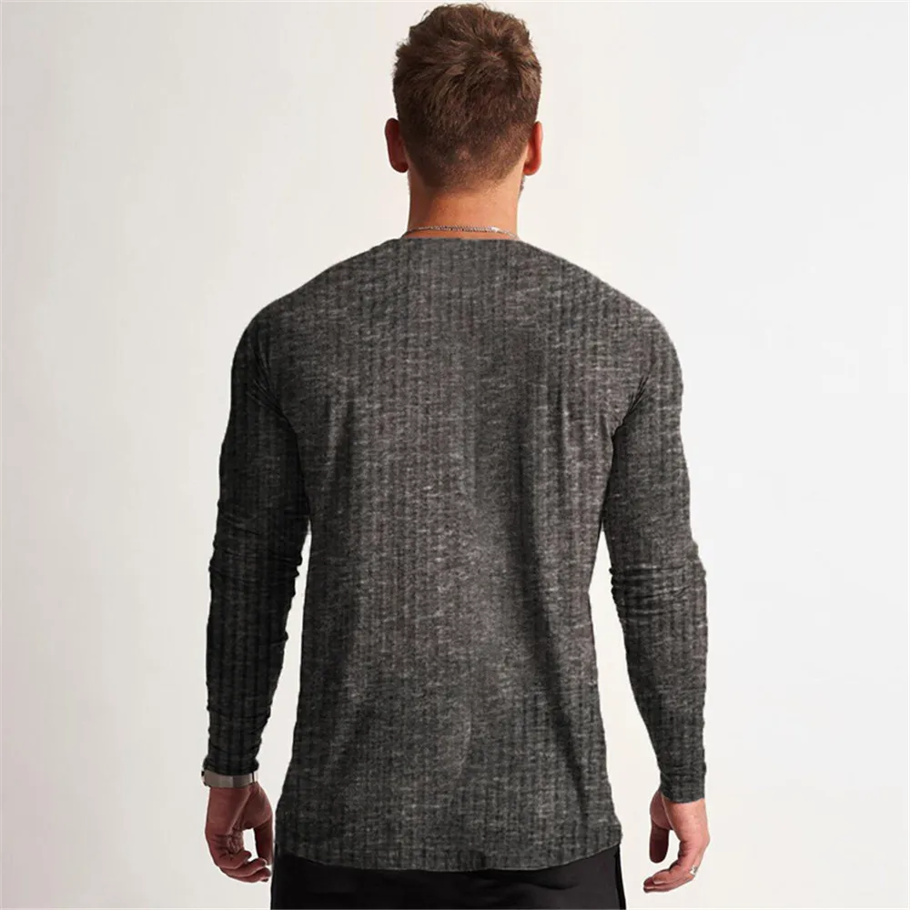 Однотонная Повседневная футболка с длинным рукавом Мужская быстросохнущая для