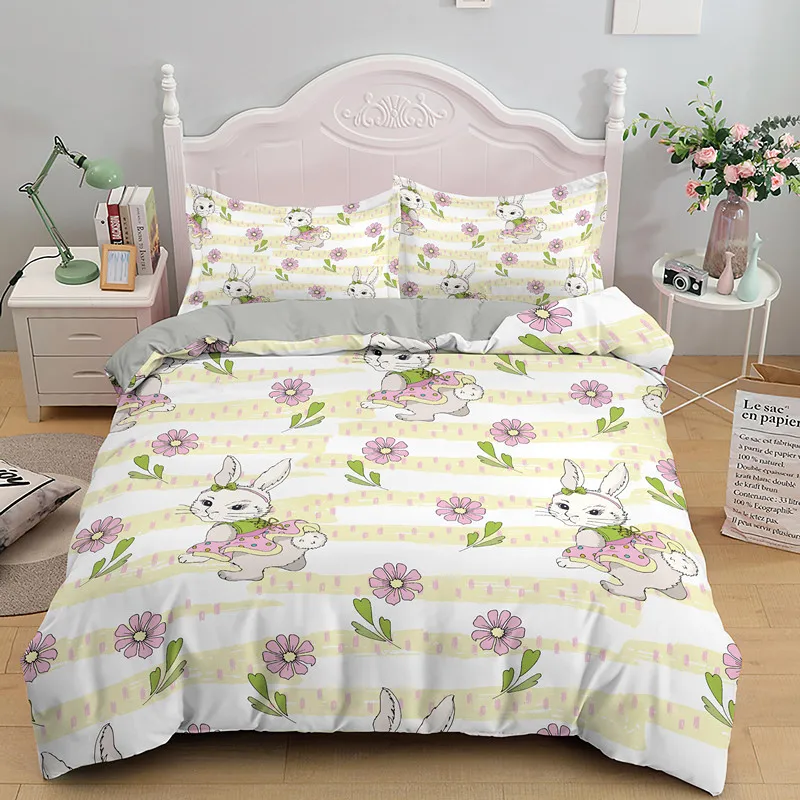 Набор постельного белья с мультяшным Кроликом милый Пасхальный подарок