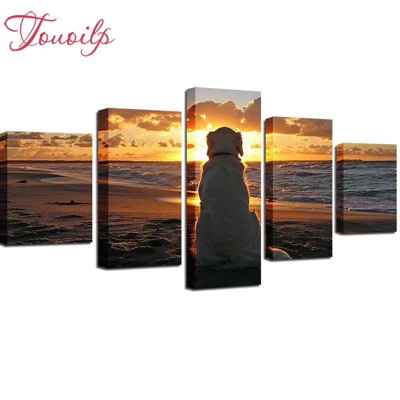 5 шт. закат животных собака алмазов картина домашний декор 5d алмазная вышивка