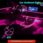 Гибкая автомобиля Атмосфера лампы приложение звук Управление цветная (RGB) режим автоматический женский зонт в интерьер окружающего светильник декоративная лампа полосы 2 м4 м6 м