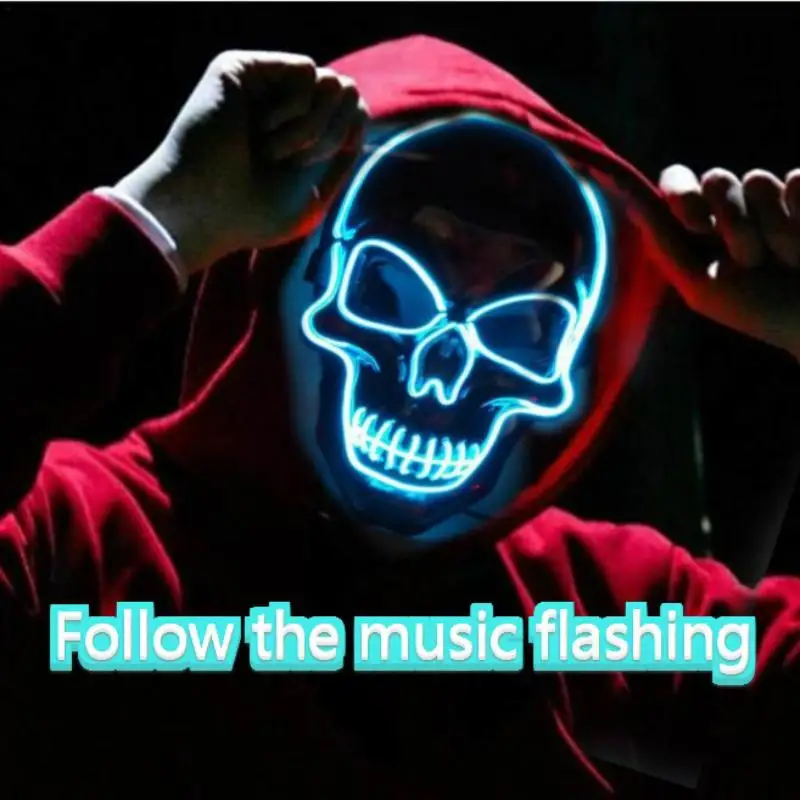 Хэллоуин ужасная маска черный кровавый триллер голова светящаяся светодиодный