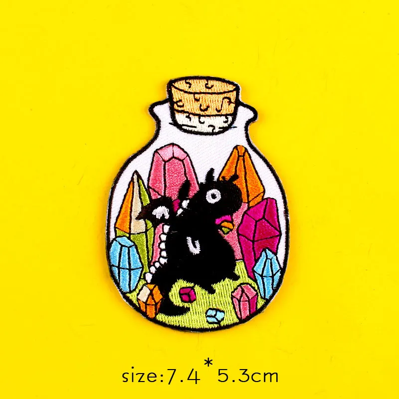 

DIY Lemon Skull Patch Punk Embroidered Patches UFO Stickers Alien Appliques For Clothing Cat Iron On Patches Accessories Stripe