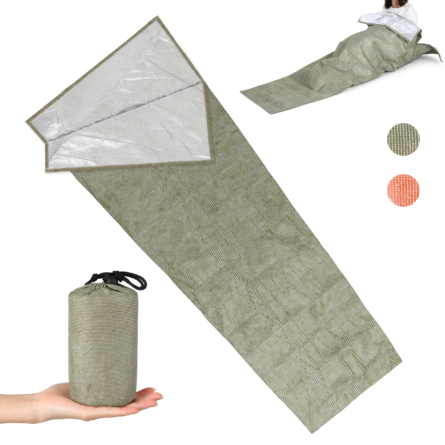 

Портативный уличный спальный мешок для кемпинга, сохраняющий тепло Водонепроницаемый аварийный спальный мешок для выживания, мешок, Поход...