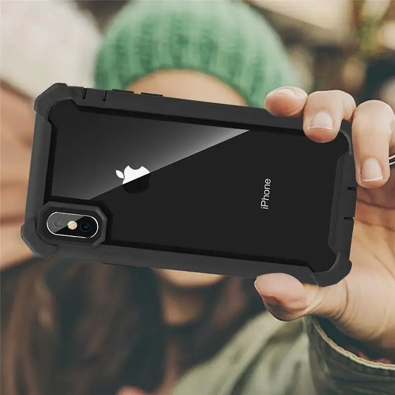 

Heavy Duty Shockproof Phone Case For iPhone 11 Pro Max X XR XS Max SE 2020 6 6S 7 8 Plus 5S Soft TPU+PC Transparent Back Cover