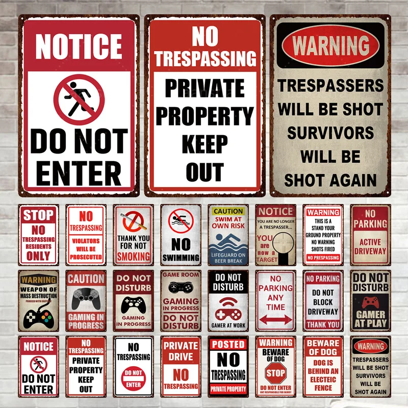 

Various Type Warning Vintage Tin Poster Metal Sign Decorative Plaque Wall Decor Iron Painting Man Cave Room Cafe Park Decoration