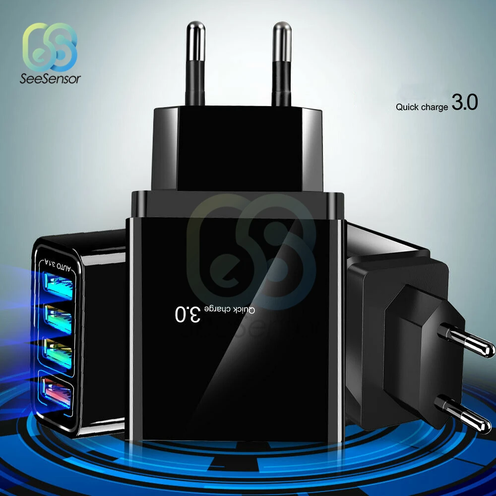 Быстрая зарядка 3,0 QC 3,0 быстрое зарядное устройство 4 порта USB портативное зарядное устройство для мобильного телефона iPhone samsung Xiaomi huawei