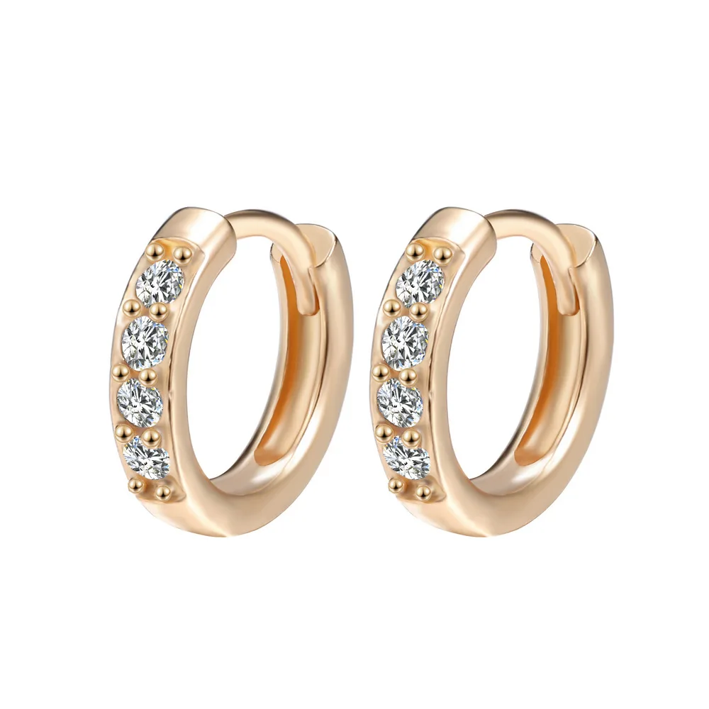 

Vintage Golden Hoop Earrings for Women Simple Cute Crystal Round Circle Silver Color Earrings Minimalist Jewelry
