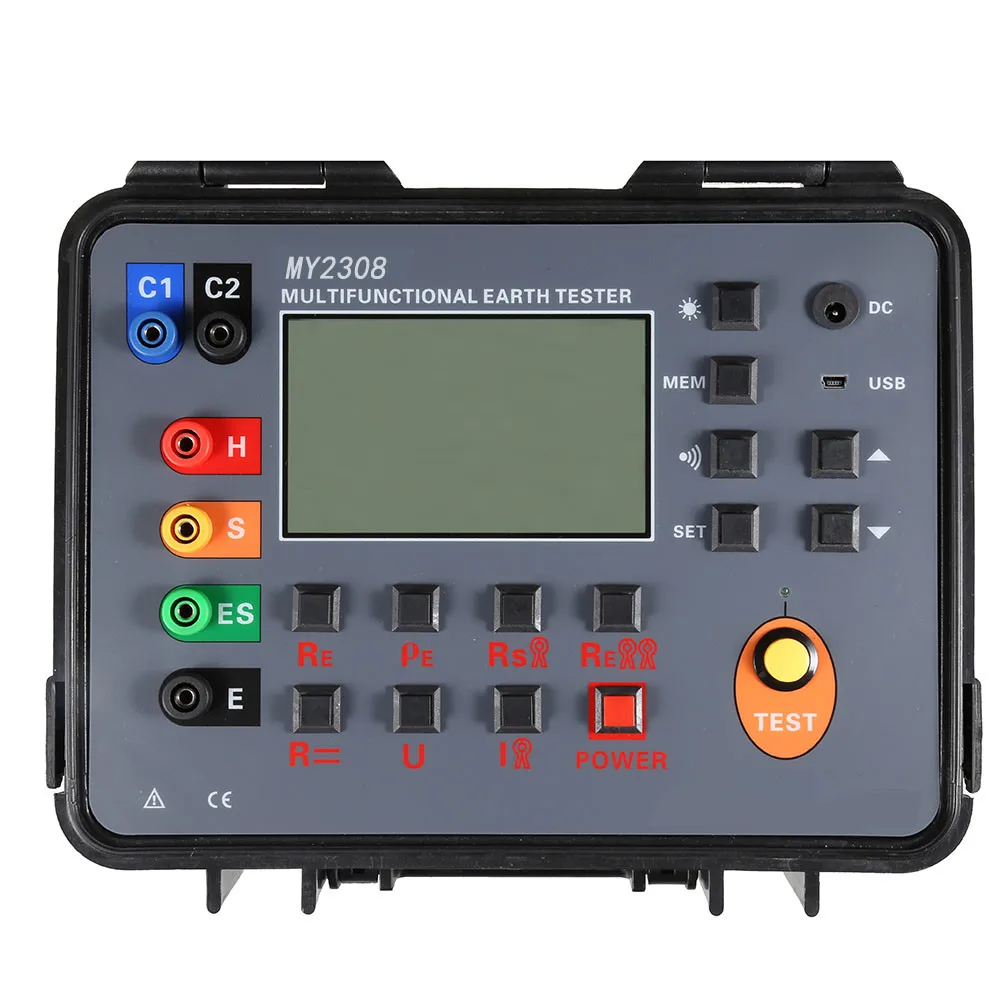 

Double clamp grounding resistance tester soil resistivity ground voltage DC voltage and AC current