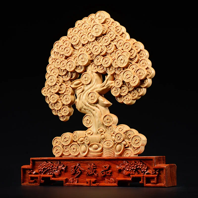 Статуя Thuja из дерева фэн шуй скульптура натурального счастливое украшение