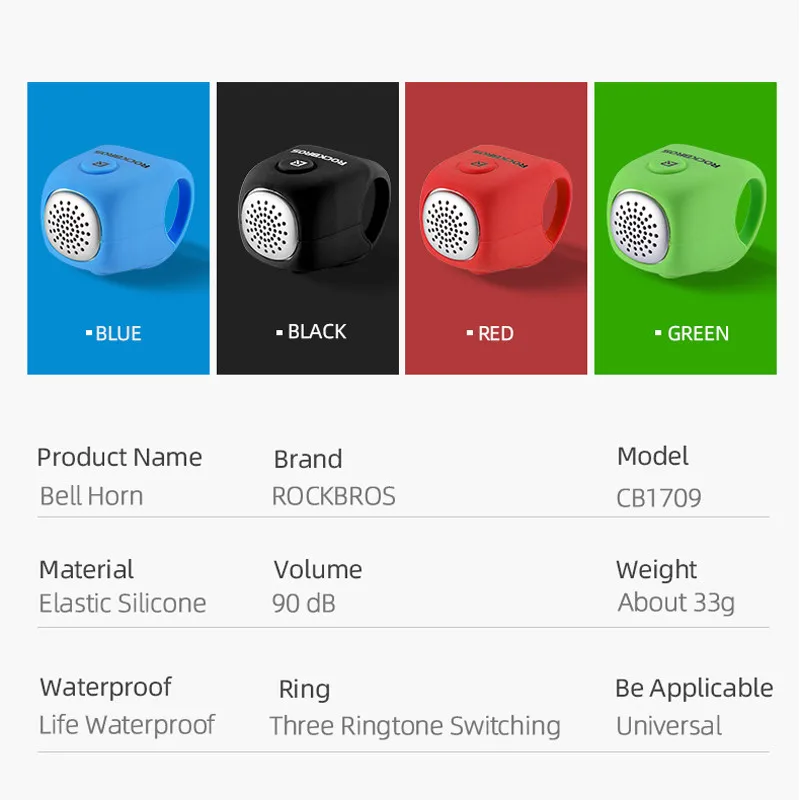 

Bicycle Cycling Ring Shell Horn dB Electric Bell Silica Bell Accessories Gel MTB ROCKBROS Bike Rainproof Handlebar Bicycle 90 Be