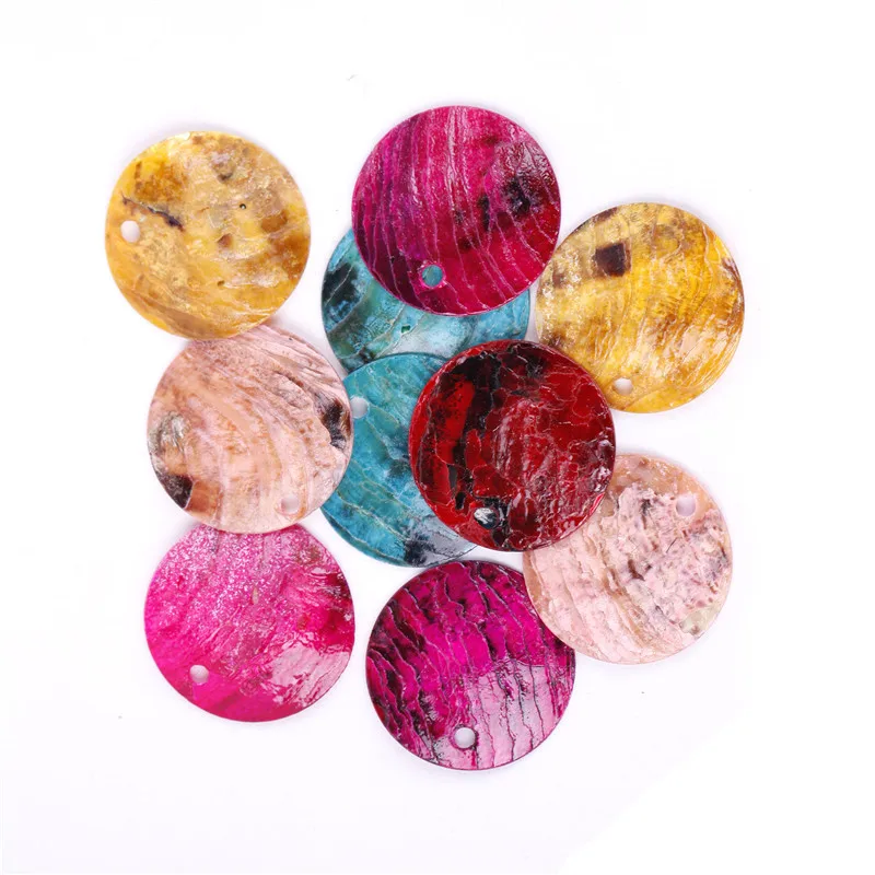 Плоские круглые бусины ракушки разделительные для изготовления ювелирных