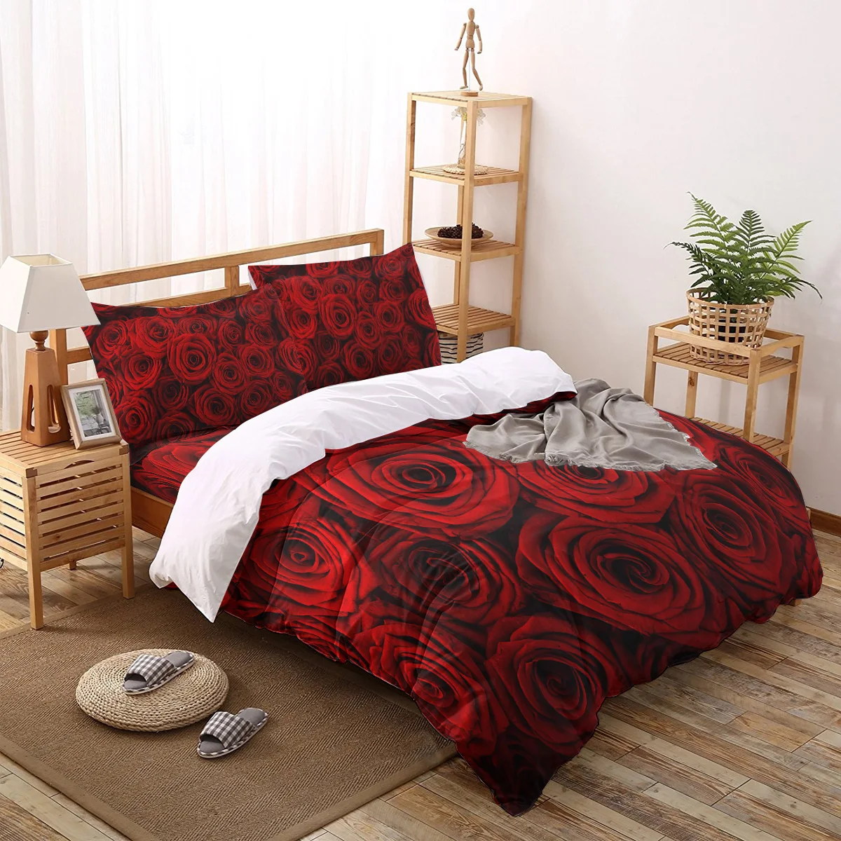 

Современный комплект постельного белья с розовыми цветами для взрослых и детей, тканевое одеяло, пододеяльник, чехлы для кровати в скандина...