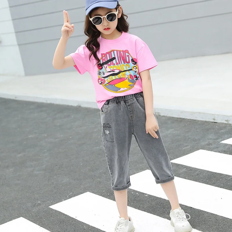 Милая Повседневная футболка с короткими рукавами и рисунком для маленьких