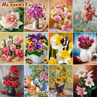 ruopoty diy painting by number flowers canvas pictures oil painting for living room wall art home decoration gift