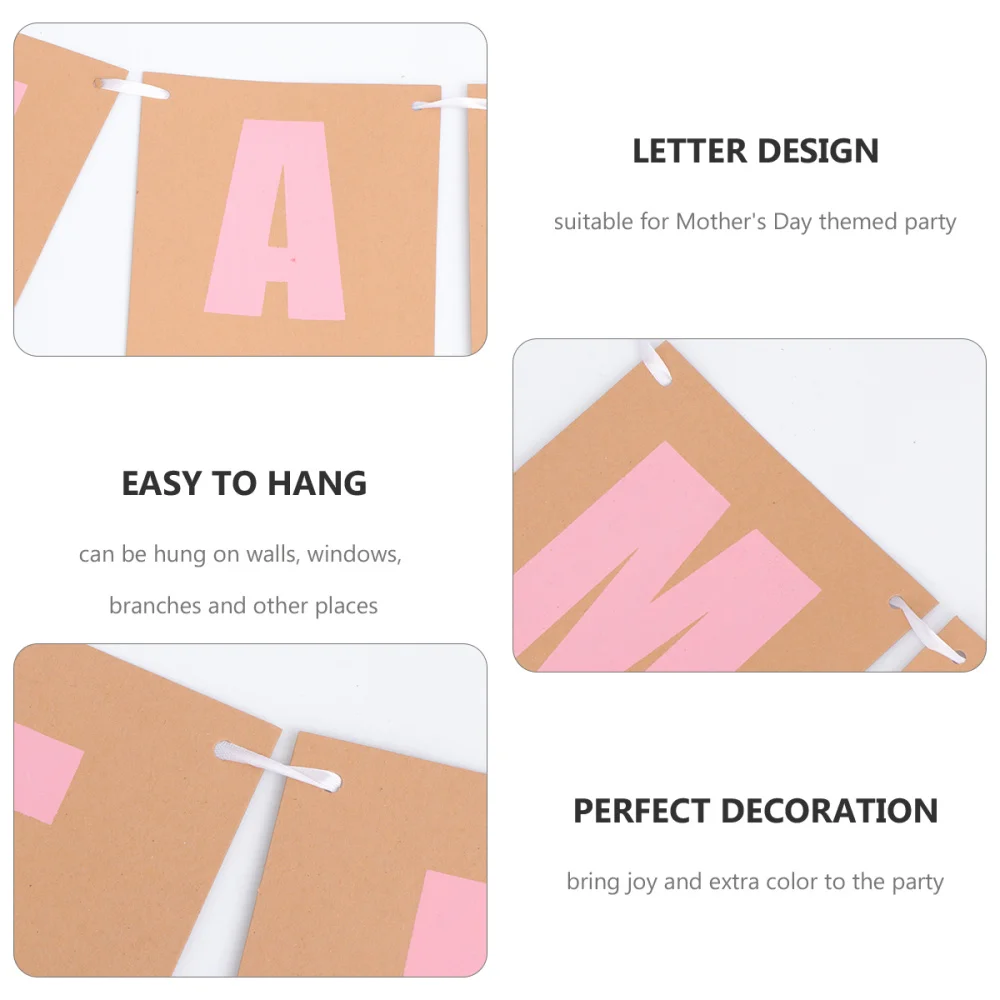 

Letters Bunting Creative Banner Layout Mother's Day Decor Flag Party Background Supplies
