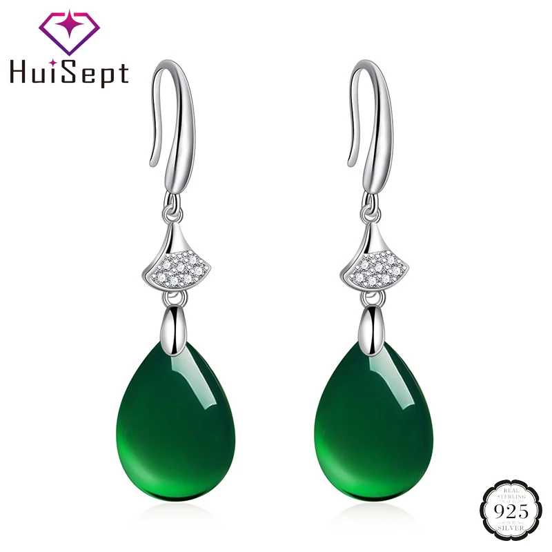 

Женские серьги-капельки из серебра 925 пробы с изумрудом