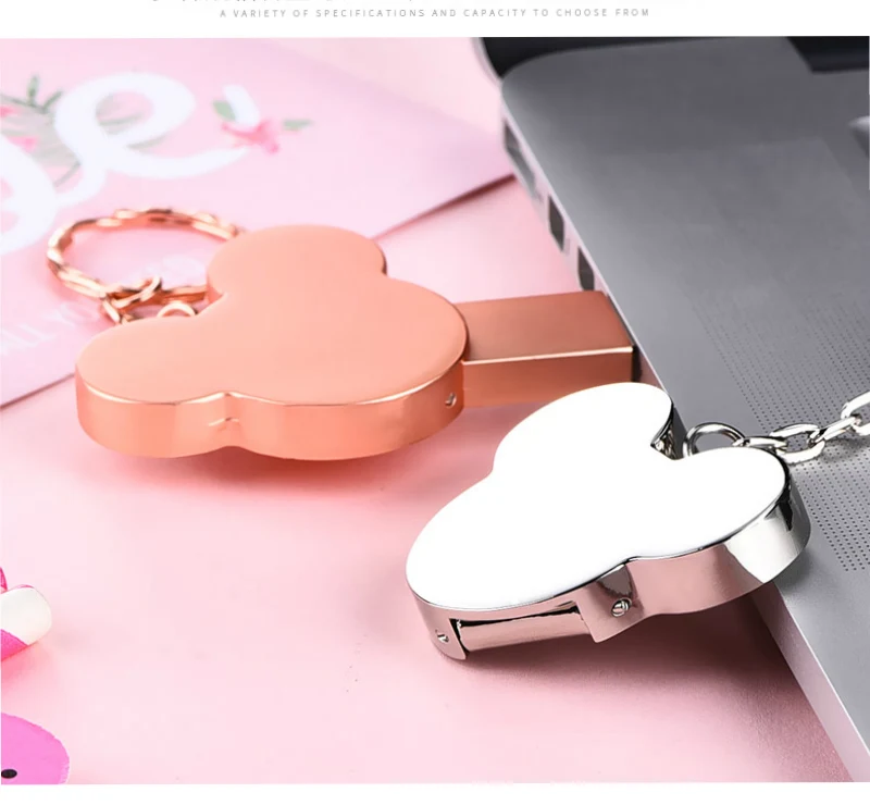 Металлический usb флеш-накопитель в виде головы мыши с логотипом на заказ