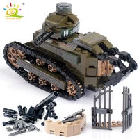 huiqibao 368pcs ww2 renault ft17 tank military building blocks army soldier weapon figures man bricks toys for children boys
