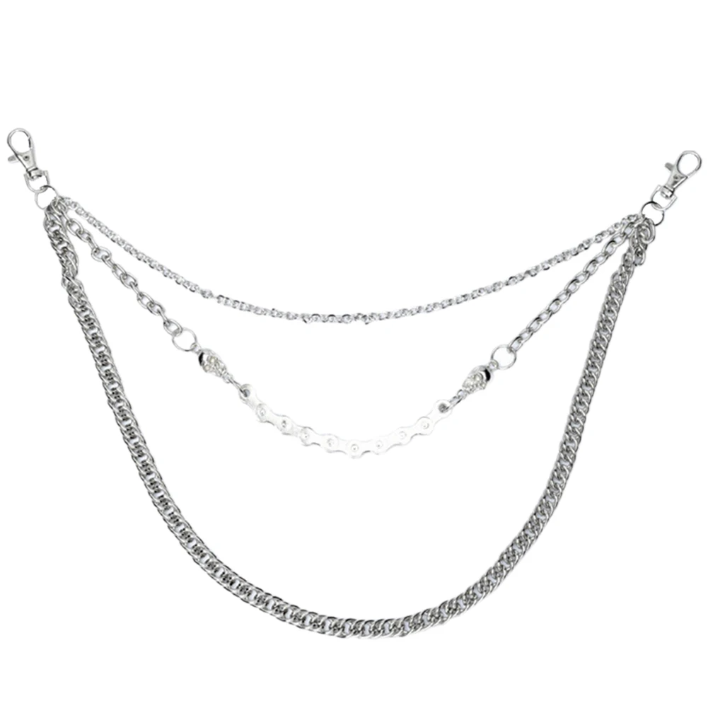 Мужские 3 слоя рок Брюки Панк DIY Череп крутые брюки с металлической цепью цепь