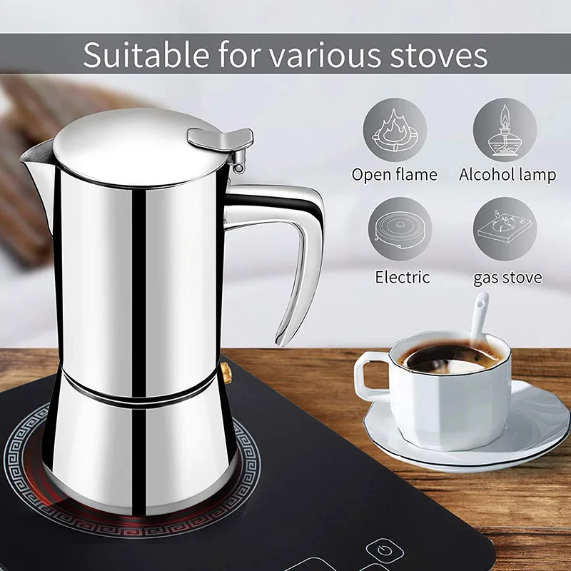 

Espresso Maker with Stainless Steel, Moka Pot,Easy to Operate & Quick Cleanup Pot,Classic Italian Coffee Maker