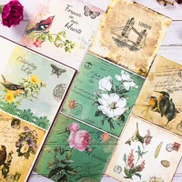 8pcsset 14cm vintage bird butterfly flower vellum paper pack for scrapbooking happy planner card making junk journal project