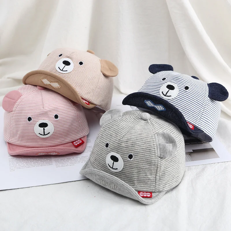 

Babies Bucket Hat Cotton Outdoor Cute Bear Soft Infant Toddler Striped Striped Fisherman Caps Children Baby Boy Girl Hats