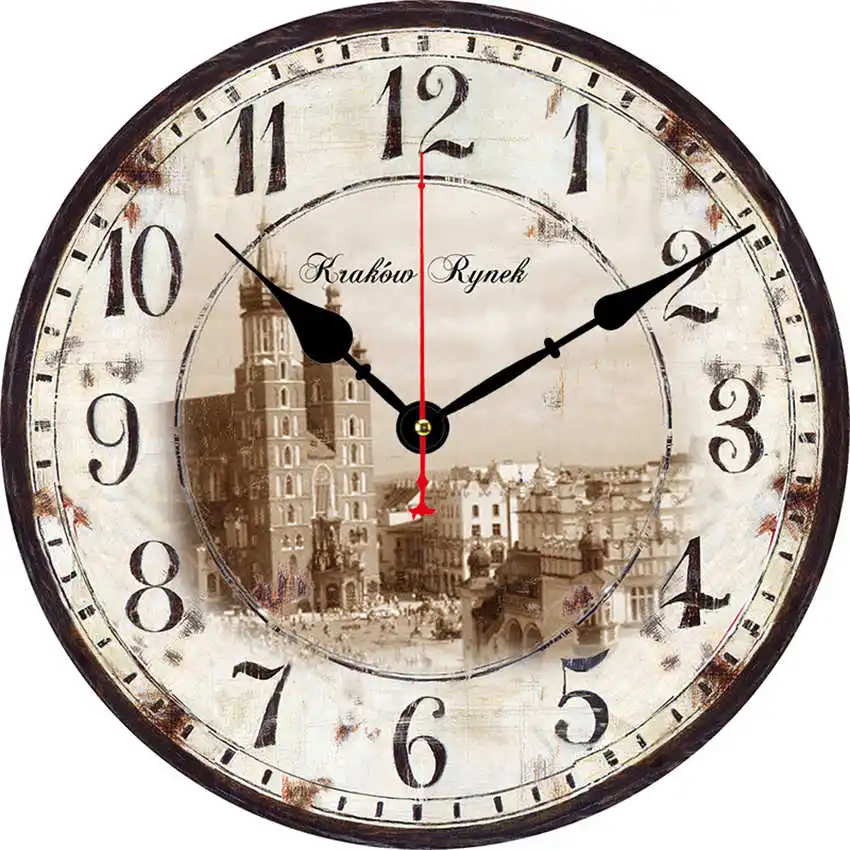 City Clock F Винтажные настенные часы, кухонные часы, круглые подвесные римские цифры, настенные часы, практичное украшение для гостиной - Цвет: City Clock F