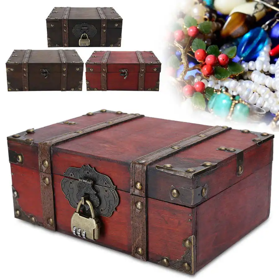Винтажный ящик для хранения большой вместимости деревянный декоративный бокс