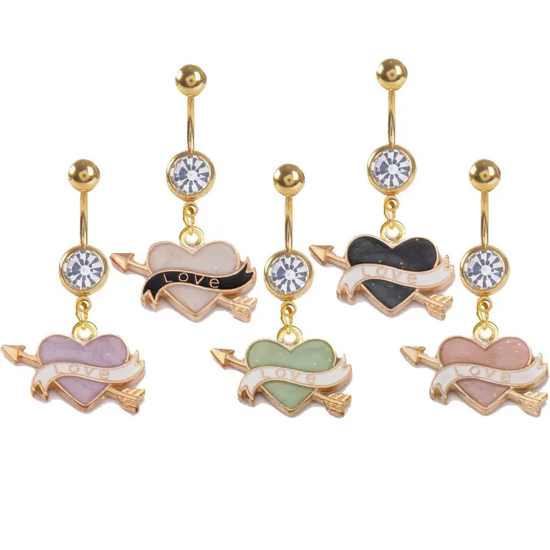 Женское кольцо для пирсинга живота в форме любовь сердце стрела ювелирное